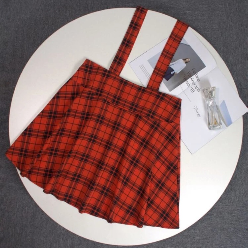 *NEW* Plus 3x Red Plaid Suspender Pinafore Skirt Torrid Style